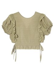 RUFFLE SLEEVE CROPPED TOP