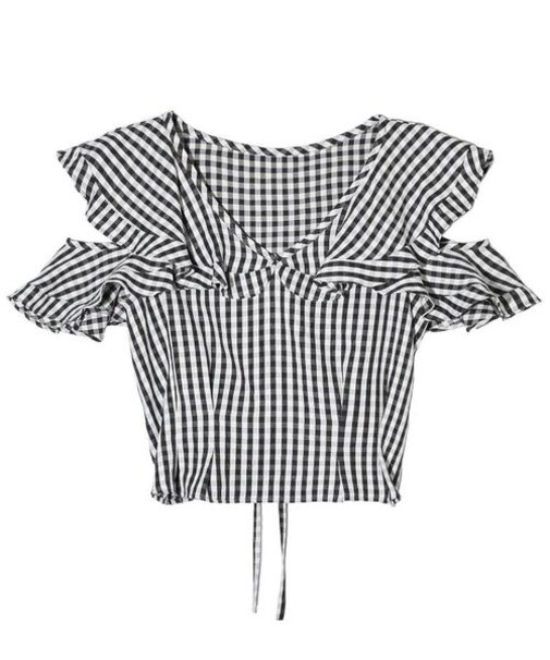 GINGHAM RUFFLE TOP