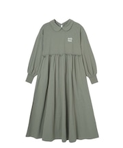ROUND COLLAR GATHERED DRESS