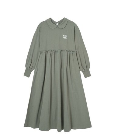 ROUND COLLAR GATHERED DRESS