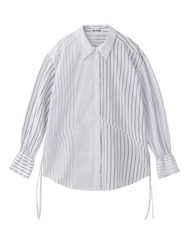STRIPED SHIRRING SHIRT