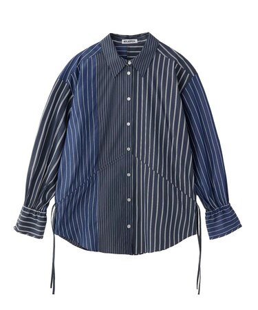 STRIPED SHIRRING SHIRT