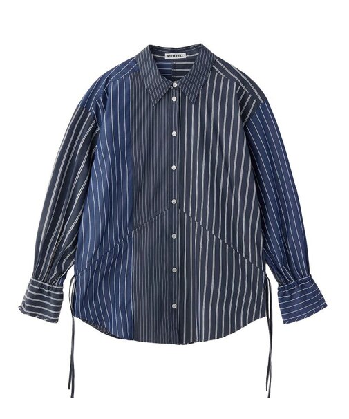 STRIPED SHIRRING SHIRT