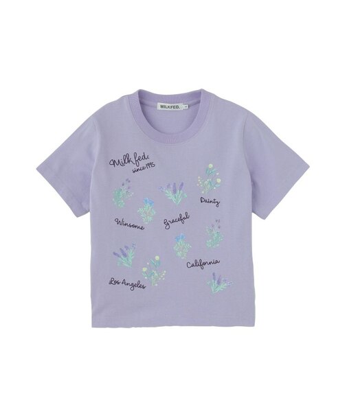 FLOWER PRINT AND EMBROIDERY COMPACT S/S TEE