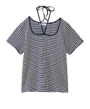 STRIPED SQUARE HALTER NECK TOP