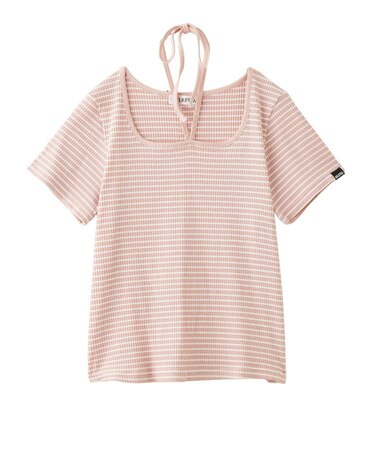 STRIPED SQUARE HALTER NECK TOP