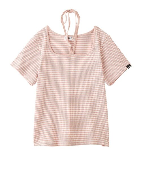 STRIPED SQUARE HALTER NECK TOP