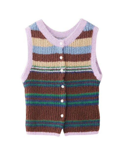 TWO-TYPE STRIPED KNIT VEST