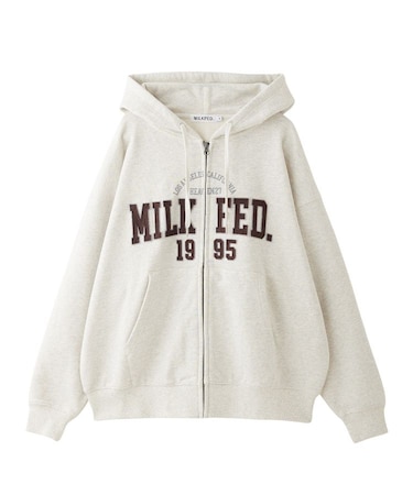 COLLEGE PATCH ZIP UP HOODIE
