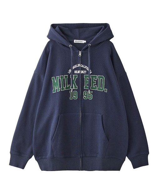 COLLEGE PATCH ZIP UP HOODIE
