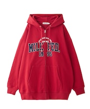 COLLEGE PATCH ZIP UP HOODIE