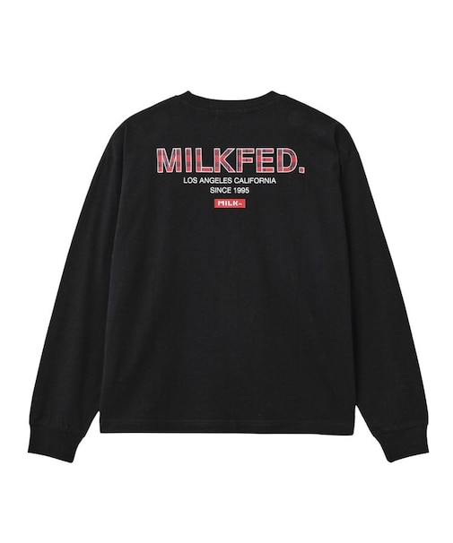 MILKFED. PLAID LOGO L/S TEE