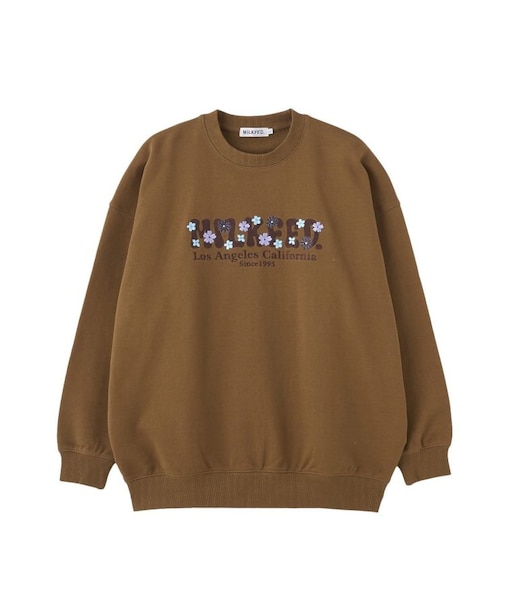 BLOOMING FLOWER EMBROIDERY SWEAT TOP