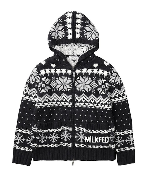 SNOW PATTERN COWICHAN KNIT JACKET