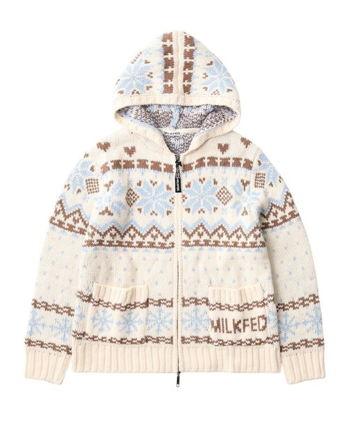 SNOW PATTERN COWICHAN KNIT JACKET