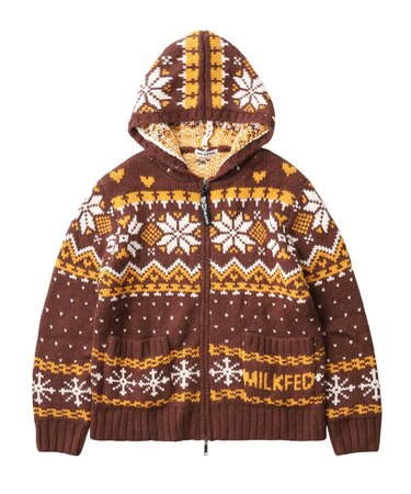 SNOW PATTERN COWICHAN KNIT JACKET