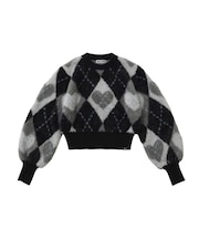 HEART ARGYLE KNIT TOP
