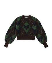 HEART ARGYLE KNIT TOP