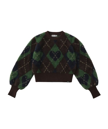 HEART ARGYLE KNIT TOP