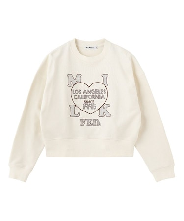 STITCHED HEART LOGO SHORT CREW SWEAT