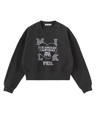 STITCHED HEART LOGO SHORT CREW SWEAT