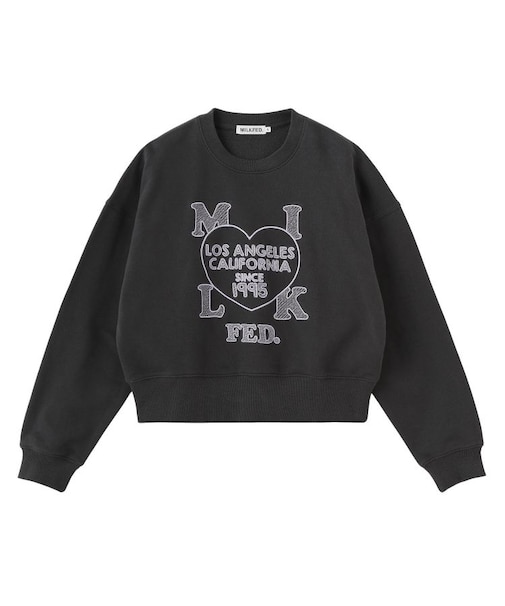 STITCHED HEART LOGO SHORT CREW SWEAT
