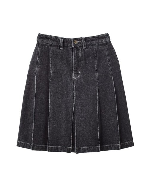 PLEATED DENIM SKIRT