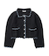 OPEN COLLAR CONTRAST TRIM KNIT CARDIGAN