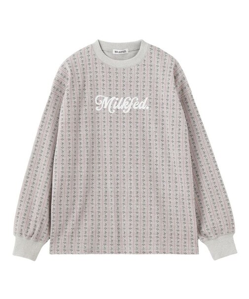 STRIPED FLOWER WAFFLE L/S TOP