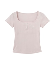 HENLEY NECK S/S TOP