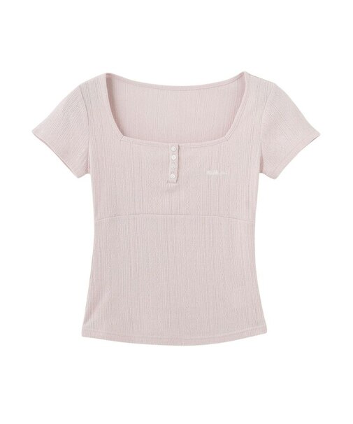 HENLEY NECK S/S TOP