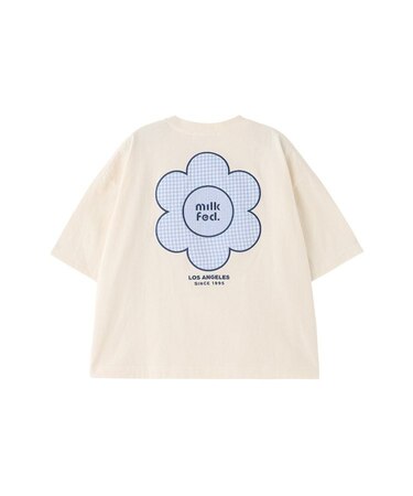 CUT OUT LOGO GINGHAM FLOWER WIDE S/S TEE