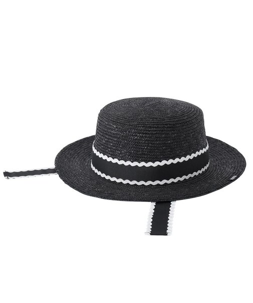 TRIMMED RIBBON BOATER HAT