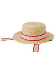 TRIMMED RIBBON BOATER HAT