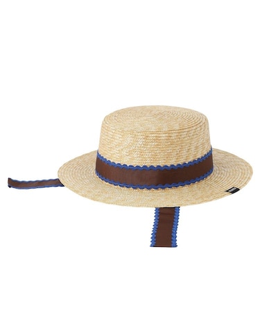 TRIMMED RIBBON BOATER HAT