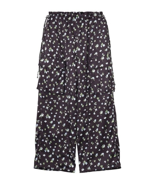 FLORAL PATTERN SATIN CARGO PANTS