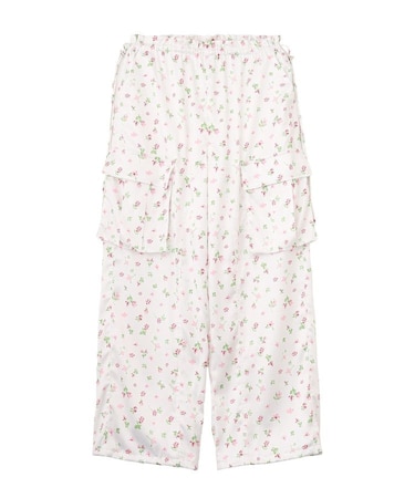 FLORAL PATTERN SATIN CARGO PANTS