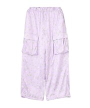 FLORAL PATTERN SATIN CARGO PANTS