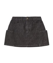 PANELED POCKET DENIM MINI SKIRT
