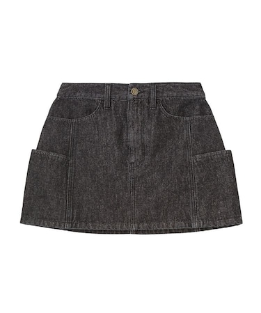 PANELED POCKET DENIM MINI SKIRT