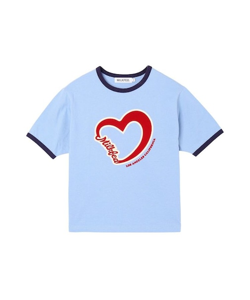 HEART LOGO FLOCK PRINT RINGER TEE