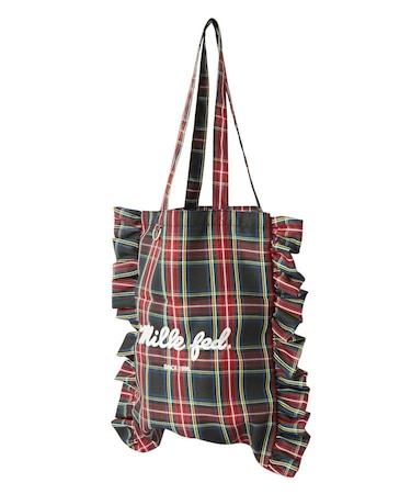 FRILLED TARTAN TOTE BAG
