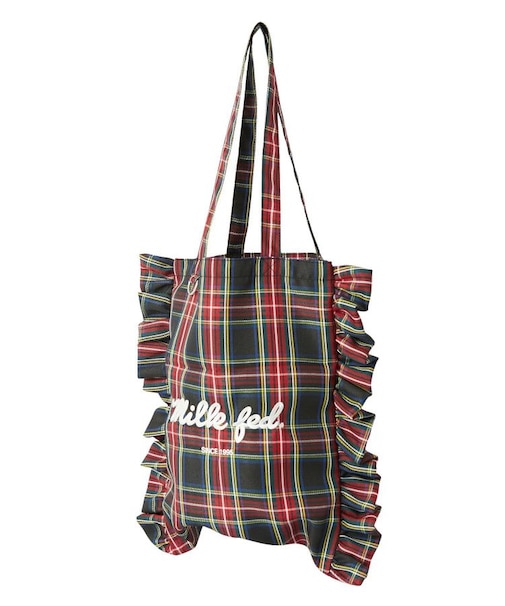 FRILLED TARTAN TOTE BAG