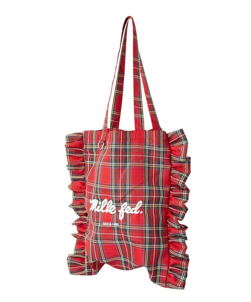 FRILLED TARTAN TOTE BAG