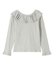 2WAY RUFFLE COLLAR STRIPED L/S TOP