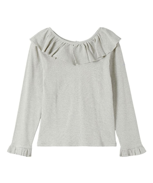 2WAY RUFFLE COLLAR STRIPED L/S TOP