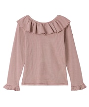 2WAY RUFFLE COLLAR STRIPED L/S TOP