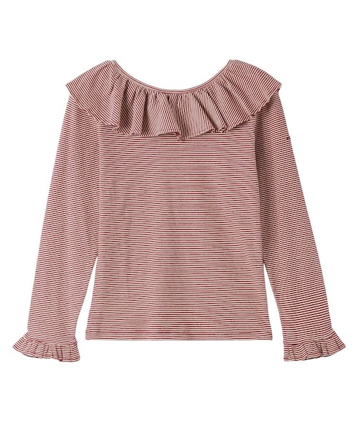 2WAY RUFFLE COLLAR STRIPED L/S TOP