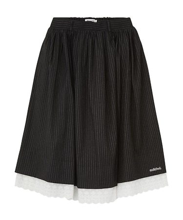 LACE HEM STRIPED SKIRT