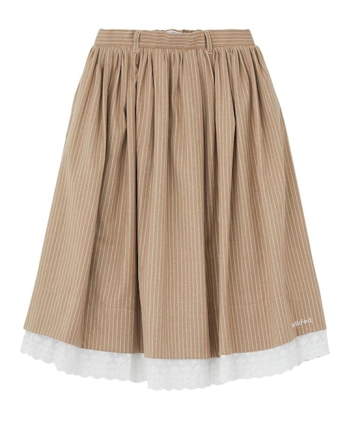 LACE HEM STRIPED SKIRT
